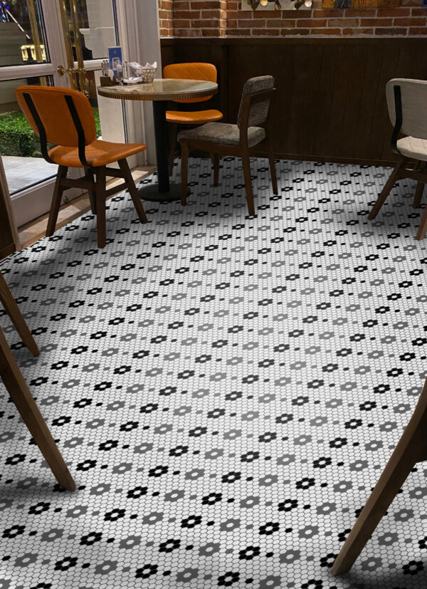 PM107 (DL23053) - 12 X 12 BLACK & GREY FLOWER MATTE MOSAIC - Image 2