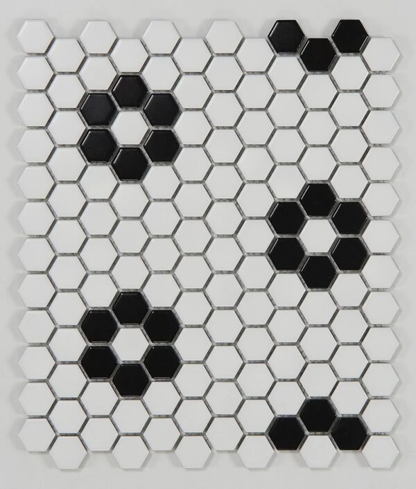 PM106 (D2301) - 12 X 12  BLACK & WHITE FLOWER MATTE MOSAIC
