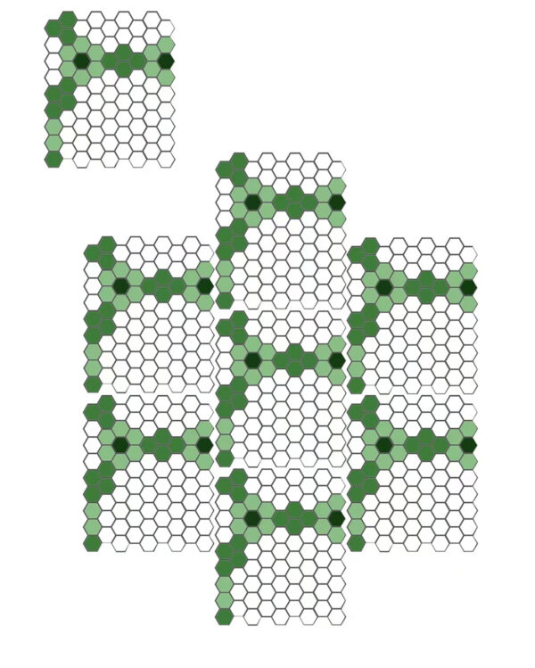 PM110 (232601) - 12 X 12 WHITE LIGHT & DARK GREEN MOSAIC TILE - Image 3