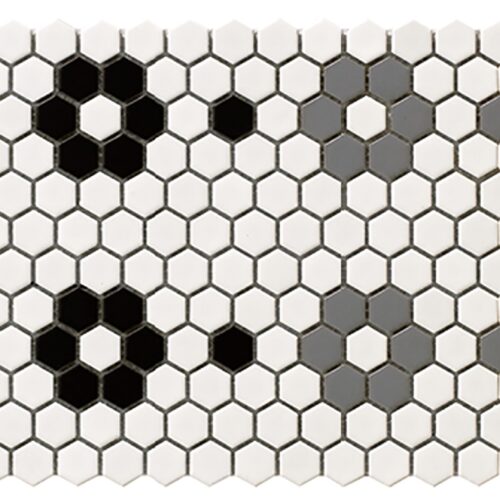 PM107 (DL23053) - 12 X 12 BLACK & GREY FLOWER MATTE MOSAIC