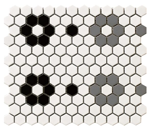 PM107 (DL23053) - 12 X 12 BLACK & GREY FLOWER MATTE MOSAIC