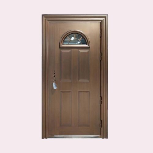 38 X 80 (R) HALF-MOON ANTI THEFT STEEL DOOR BROWN (RIGHT SWING)