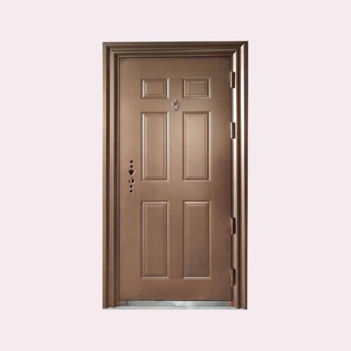 36 X 80 (L) 6 PANE PEEPHOLE ANTI-THEFT STEEL DOOR BROWN (LEFT SWING)