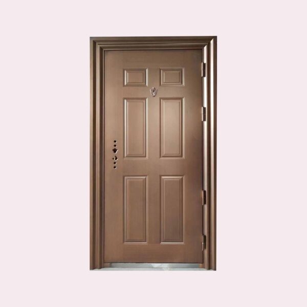 36 X 80 (L) 6 PANE PEEPHOLE ANTI-THEFT STEEL DOOR BROWN (LEFT SWING)
