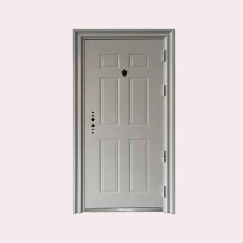 38 X 80 (R) 6 PANE PEEPHOLE ANTI THEFT STEEL DOOR WHITE (RIGHT SWING)