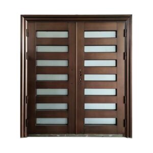 SD-64 - 60 X 80 ANTI-THEFT STEEL DOOR SPOTLIGHT GLASS DOOR BROWN