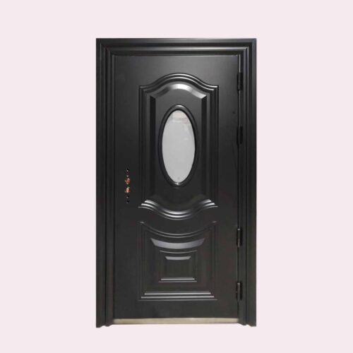 38 X 80 (L) OVAL ANTI-THEFT STEEL DOOR BLACK (LEFT SWING)