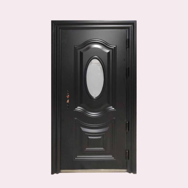 38 X 80 (L) OVAL ANTI-THEFT STEEL DOOR BLACK (LEFT SWING)