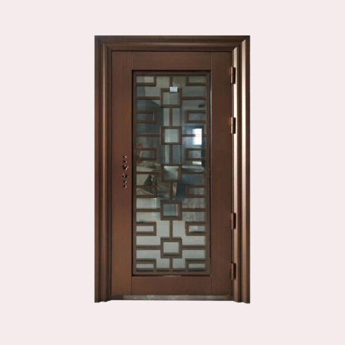 36 X 80 (L) ROMAN-KEY ANTI-THEFT STEEL DOOR BROWN (LEFT SWING )