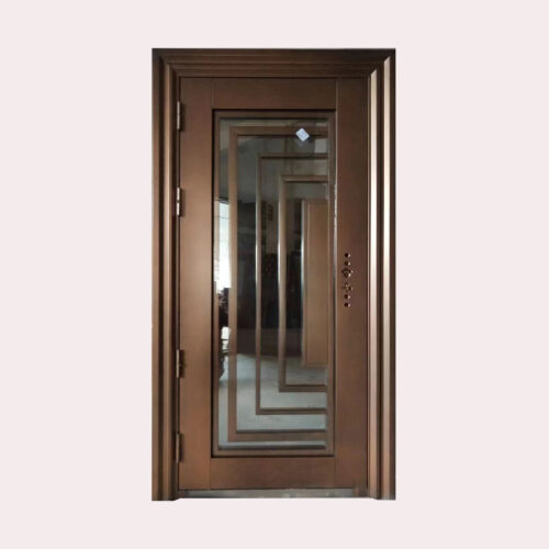 38 X 80 (R) GEOMETRIC SQUARE ANTI-THEFT STEEL DOOR BROWN (RIGHT SWING )