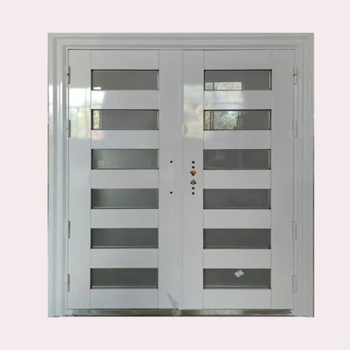 SD-63- 60 X 80 ANTI-THEFT STEEL DOOR SPOTLIGHT GLASS DOOR WHITE