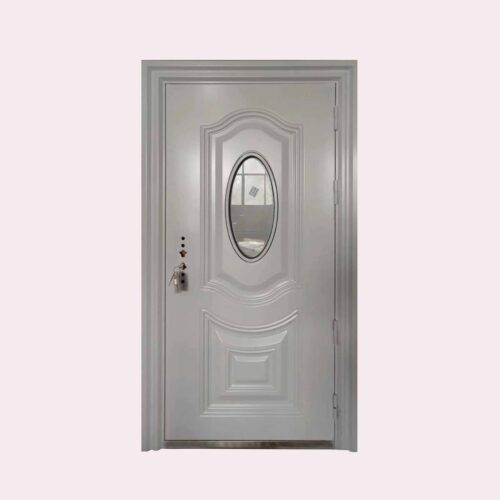38 X 80 (L) OVAL ANTI-THEFT STEEL DOOR WHITE (LEFT SWING)