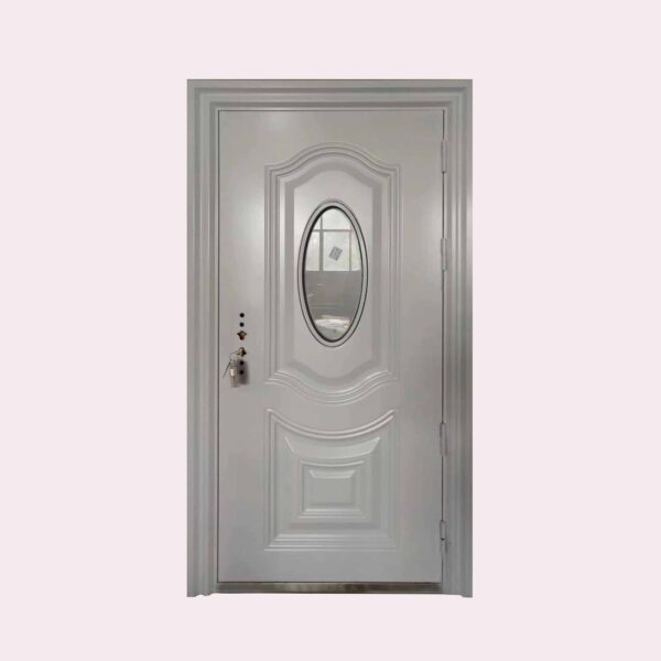 38 X 80 (L) OVAL ANTI-THEFT STEEL DOOR WHITE (LEFT SWING)