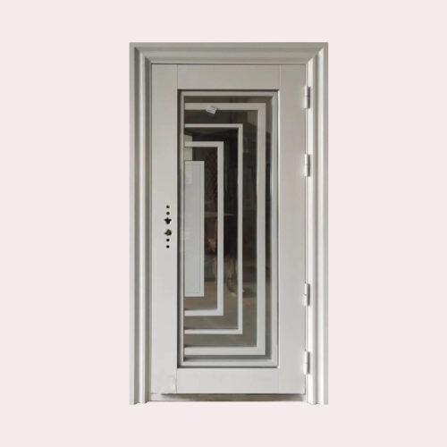 38 X 80 (R) GEOMETRIC SQUARE ANTI-THEFT STEEL DOOR WHITE (RIGHT SWING )