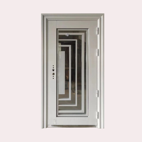 38 X 80 (R) GEOMETRIC SQUARE ANTI-THEFT STEEL DOOR WHITE (RIGHT SWING )