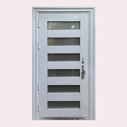 white single spotlight door 26SD-(121) 36 X 80 (L) SPOTLIGHT ANTI-THEFT STEEL DOOR WHITE (LEFT SWING )
