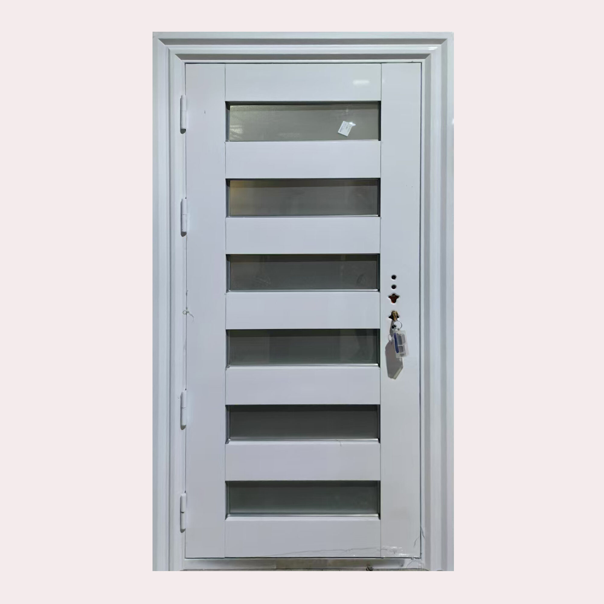 26SD-(121) 36 X 80 (L) SPOTLIGHT ANTI-THEFT STEEL DOOR WHITE (LEFT SWING )