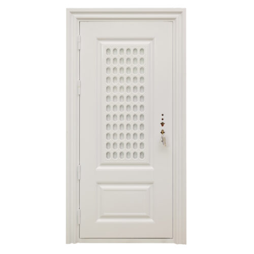 30 25SD (143) - 36 X 80 WHITE STEEL BAR STEEL DOOR - L (107)