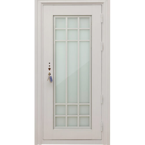 9 25SD (134) - 38 X 80 WHITE CHECKER BOARD STEEL DOOR - L (89)