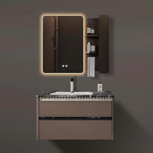 6878 - (NZBC-56) BROWN BATHROOM VANITY SET