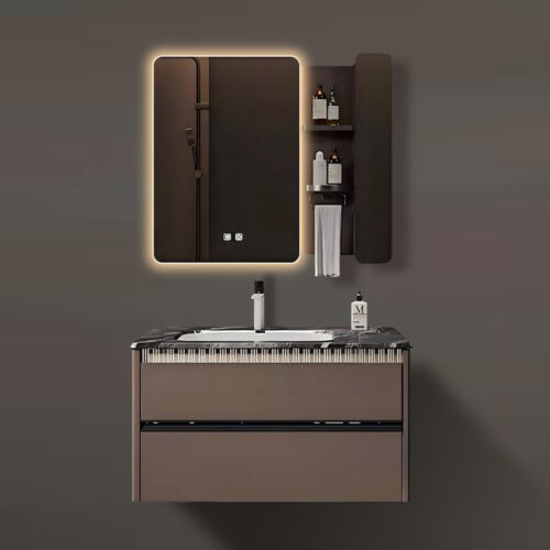 6878 - (NZBC-56) BROWN BATHROOM VANITY SET