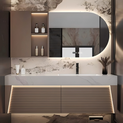 NZBC-58 DARK BROWN BATHROOM VANITY SET