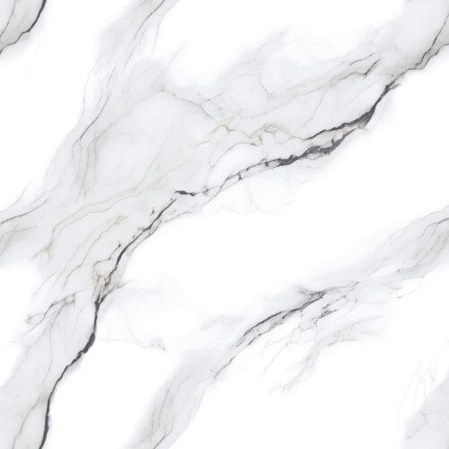 6308- (CG66009G) 24x24  White & Black  Gloss Tile w/ Gold Streaks