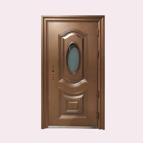 36 x 80(L)  LEFT SWING BROWN OVAL ANTI-THEFT STEEL DOOR