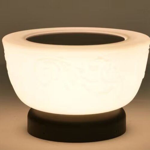 2027 - Solar Light - White Floral Bowl (31x31x21)